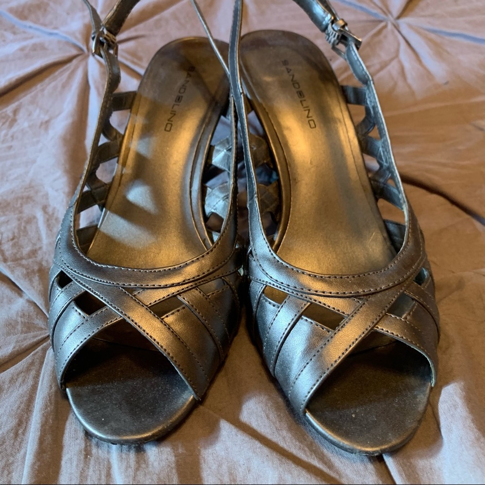 Bandolino dark silver heel sandals - size 9